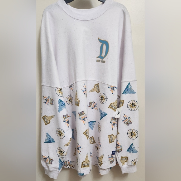 *NWT* Disneyland California Adventure XL White Spirit Jersey Glitter Sparkle NEW - Picture 2 of 10